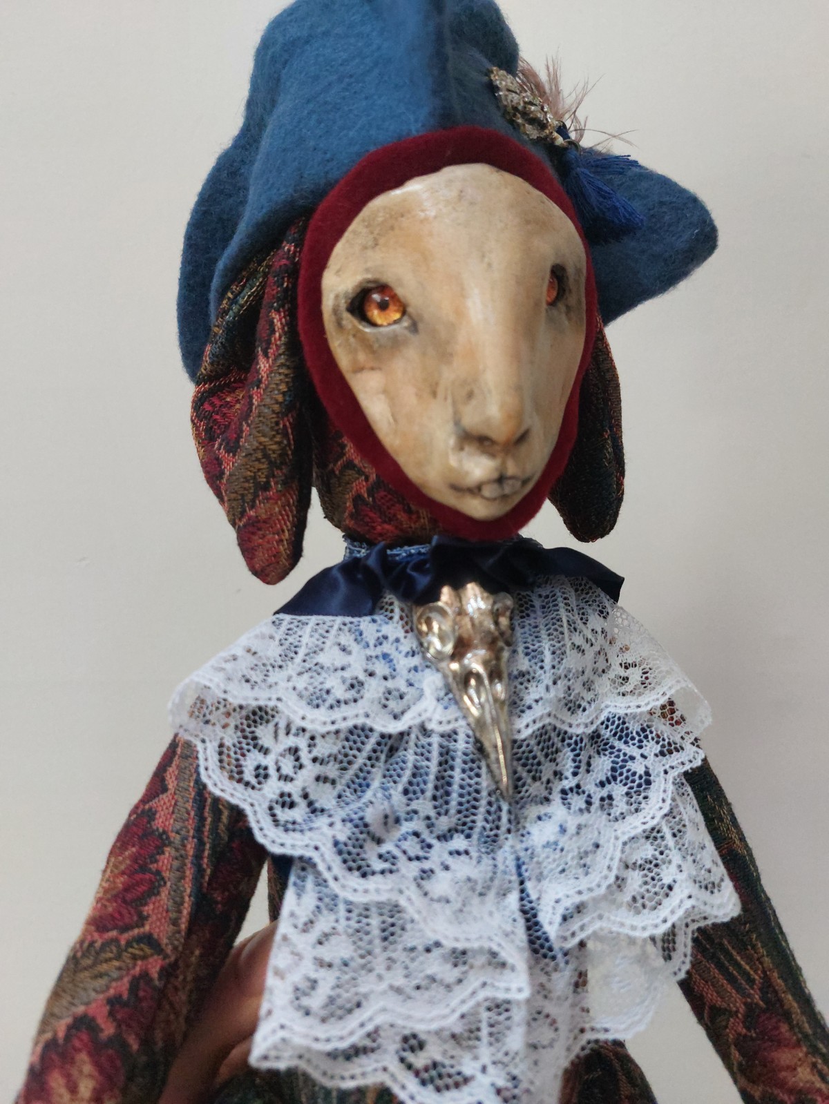 Handmade Baroque Gentleman Art Doll, OOAK Textile Figure, Gothic Collectible 