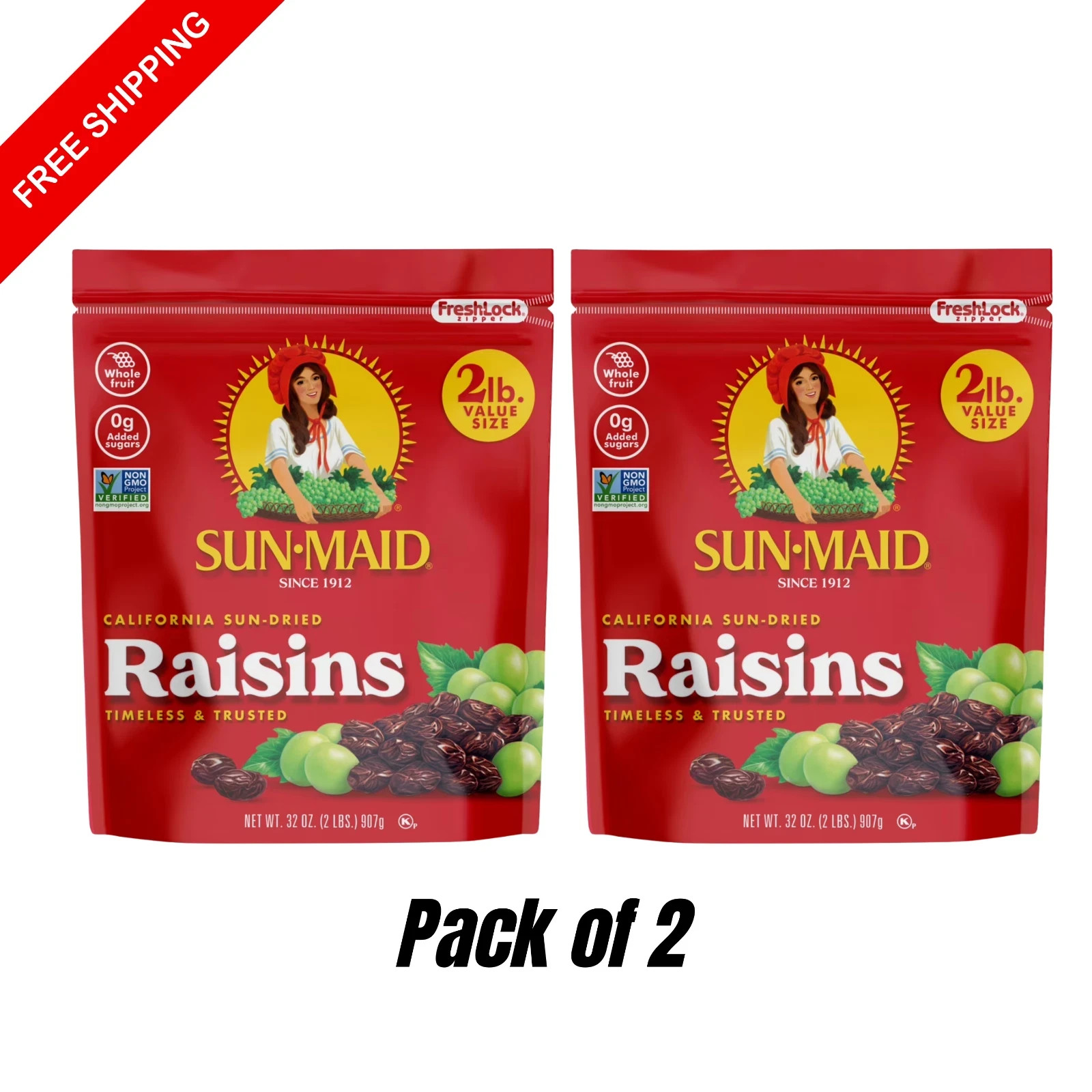 Sun-Maid California Sun-Dried Raisins - (2 Pack) 32 Oz Resealable Bag - Dried F Sun-Maid California Sun-Dried Raisins - (2 Pack) 32 Oz Resealable Bag - Dried F