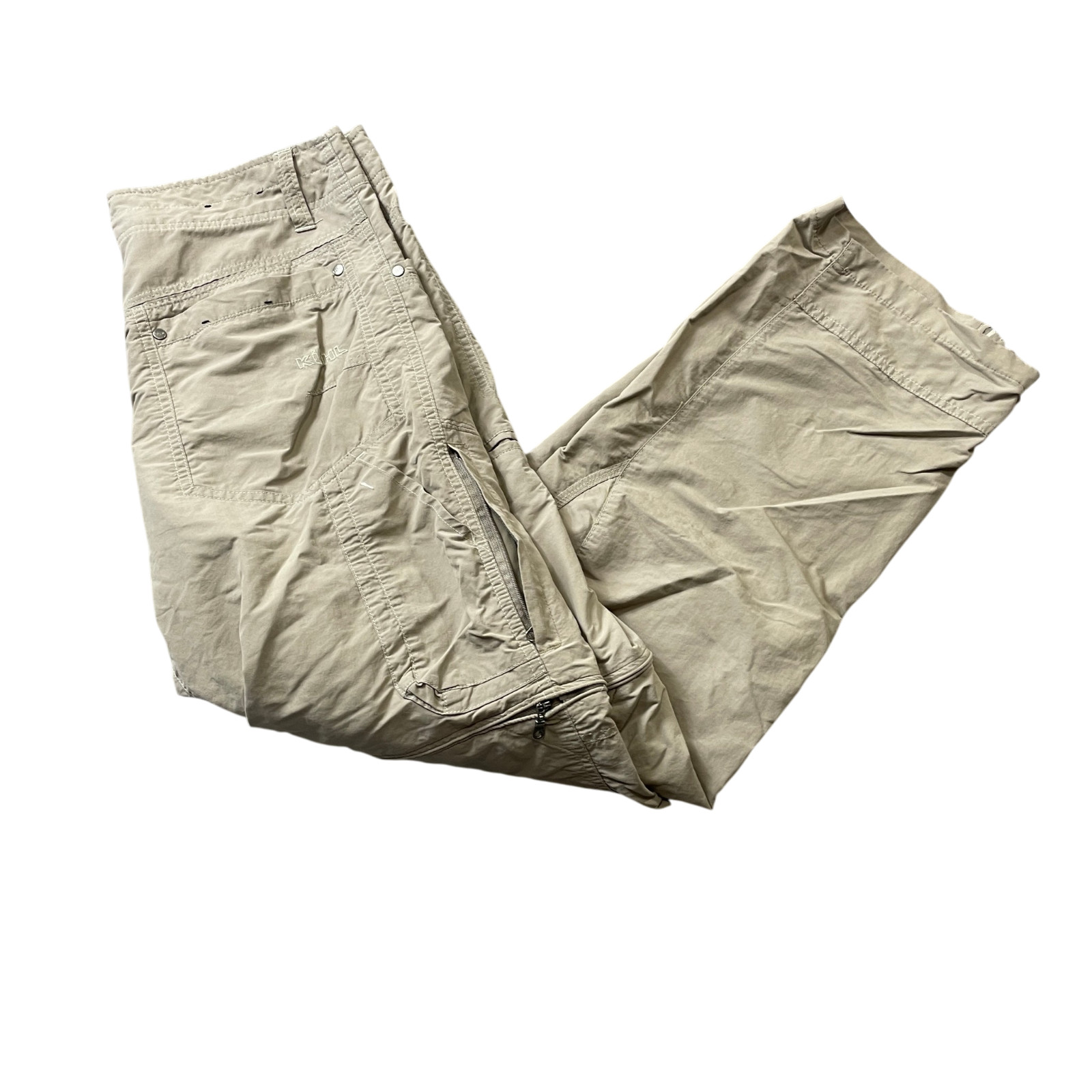 Kuhl 32 30 taupe Nylon Cotton Convertible Pants Hiking Liberator Stealth Zip Off