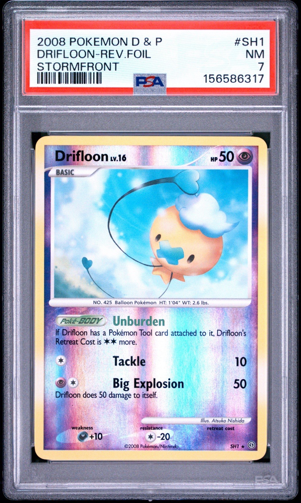 2008 Pokemon Diamond & Pearl Stormfront Shiny Drifloon Revever Holo SH1 PSA 7 2008 Pokemon Diamond & Pearl Stormfront Shiny Drifloon Revever Holo SH1 PSA 7