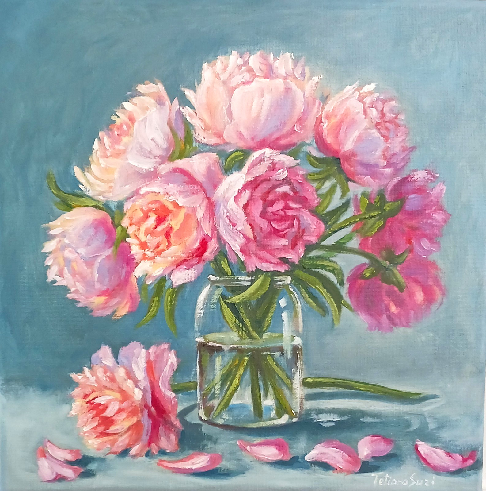 Peony Flowers ORIGINAL Oil Painting Impressionism Flower Fine Art 12\