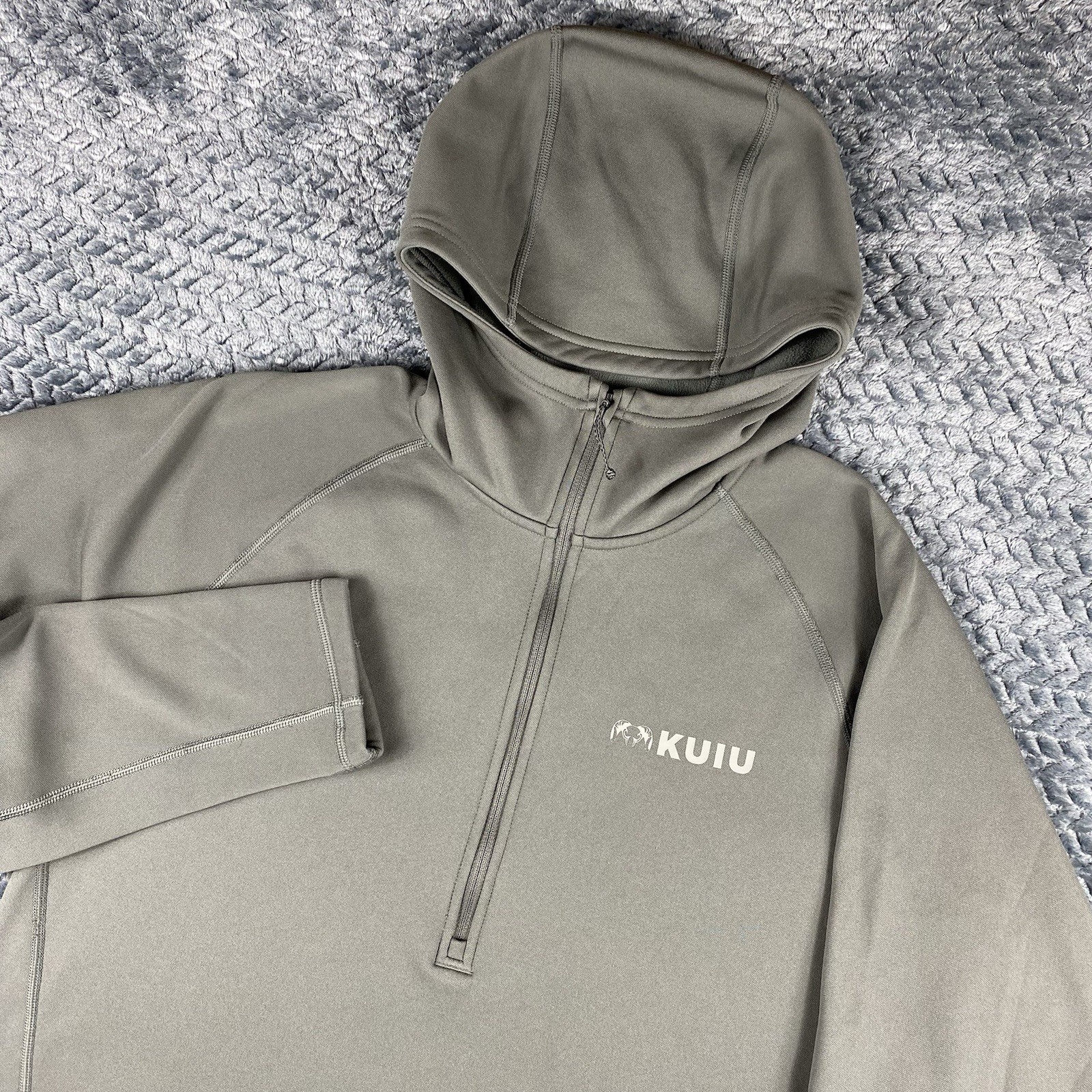 KUIU Peloton 200 1/4 Zip Pullover Mens XL Gray Hooded Fleece Lightweight Outdoor