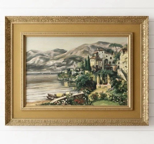 Mediterranean Original Oil Painting – Framed – 44”w x34”h