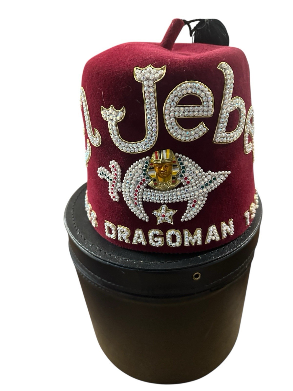 Vintage El Jebel Shriners Dragonman Hat Rhinestones 1991 Masonic Case Vintage El Jebel Shriners Dragonman Hat Rhinestones 1991 Masonic Case