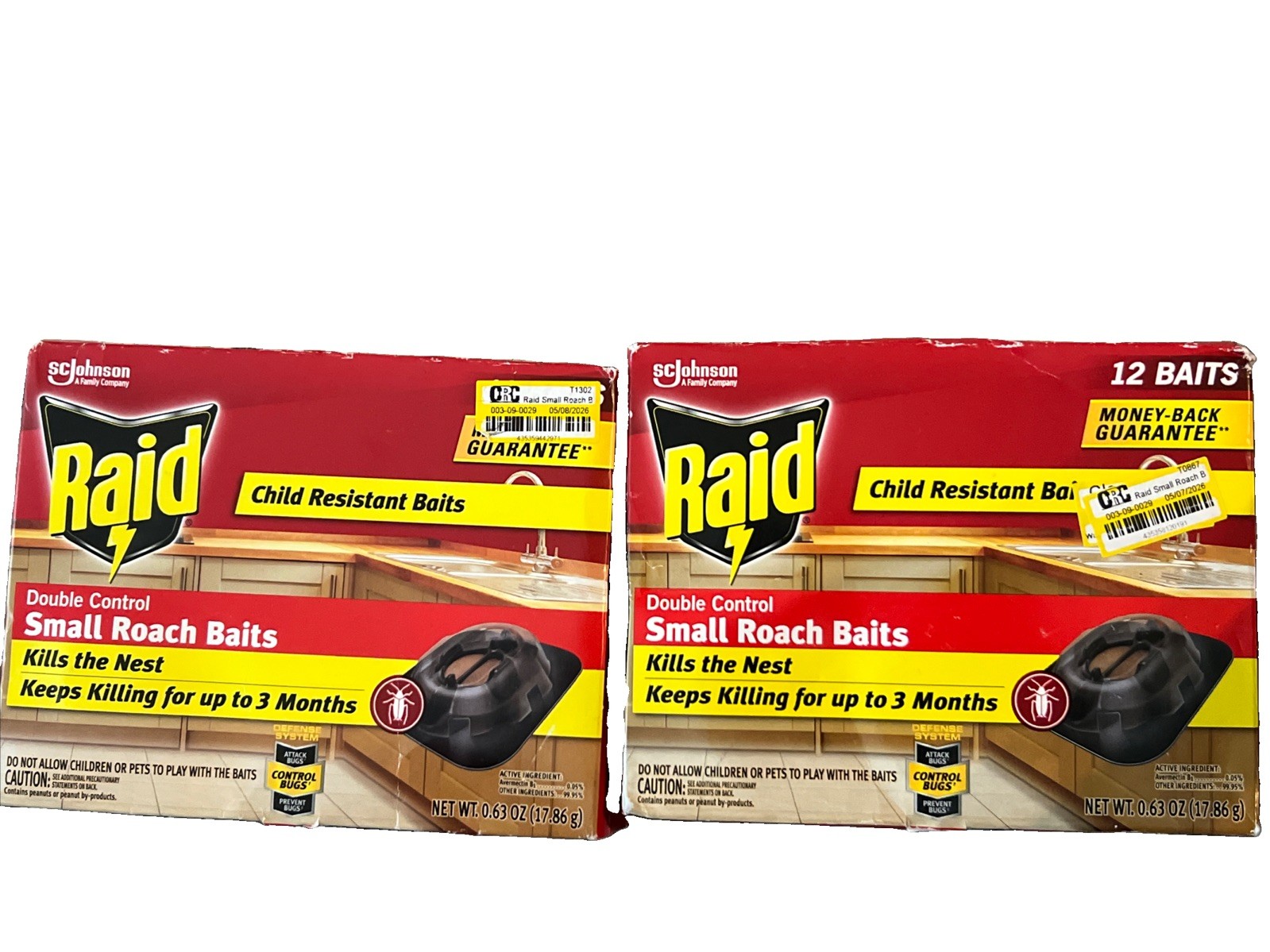 2 Boxes Raid Double Control Small Roach Baits 12 each 24 Total. 2 Boxes Raid Double Control Small Roach Baits 12 each 24 Total.