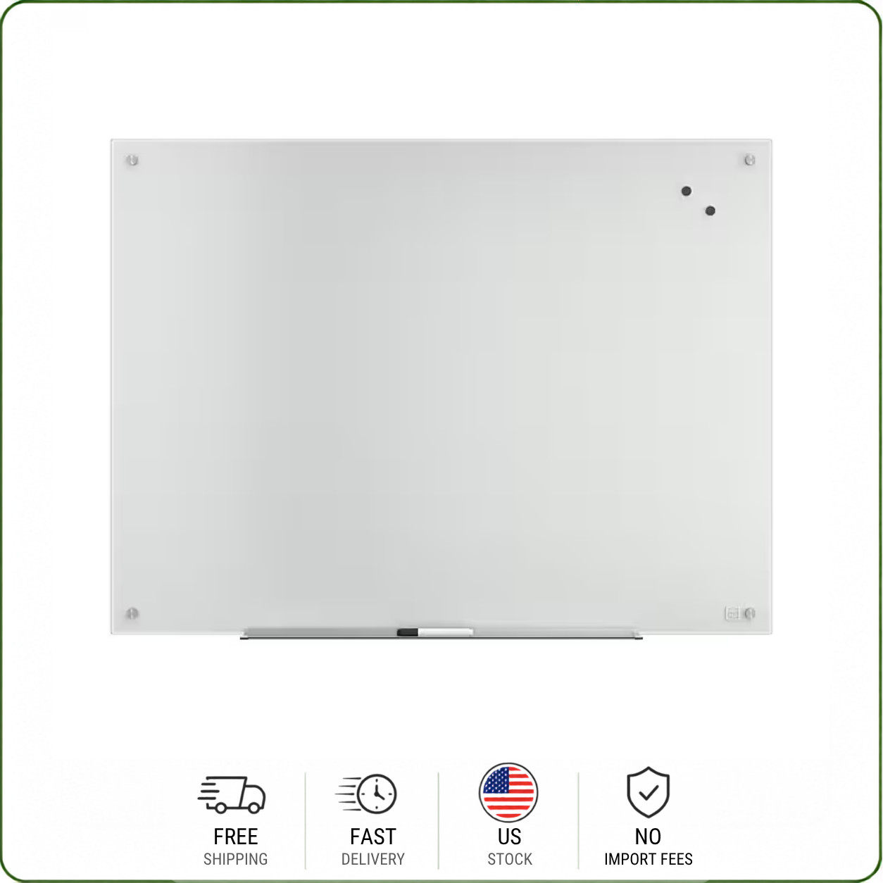 TRU RED Magnetic Glass Dry Erase Board 4\' x 3\' White Frameless