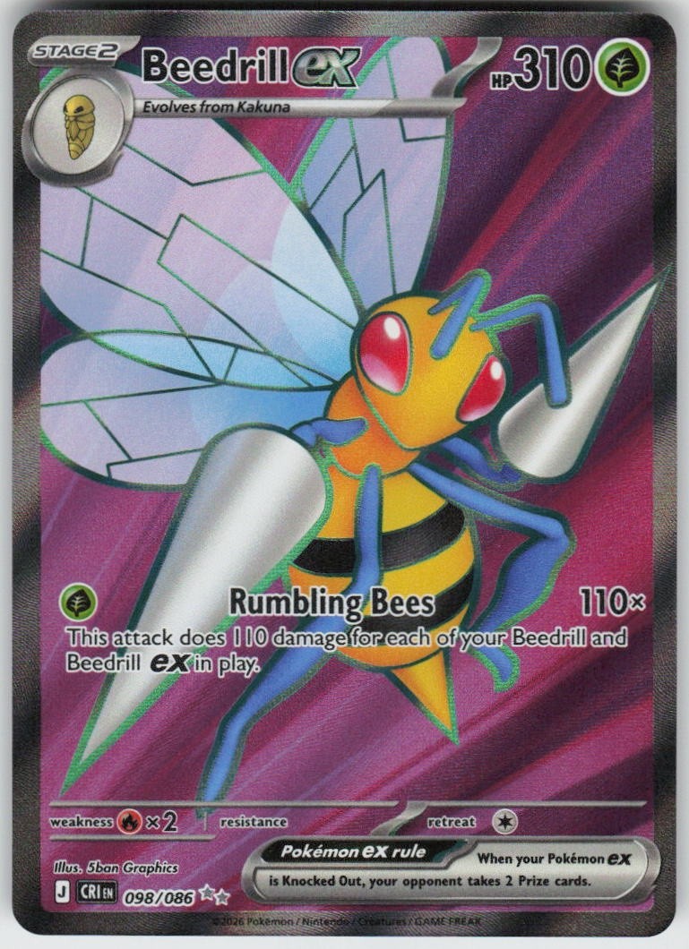 Beedrill ex 098/086 Ultra Rare Chaos Rising Near Mint