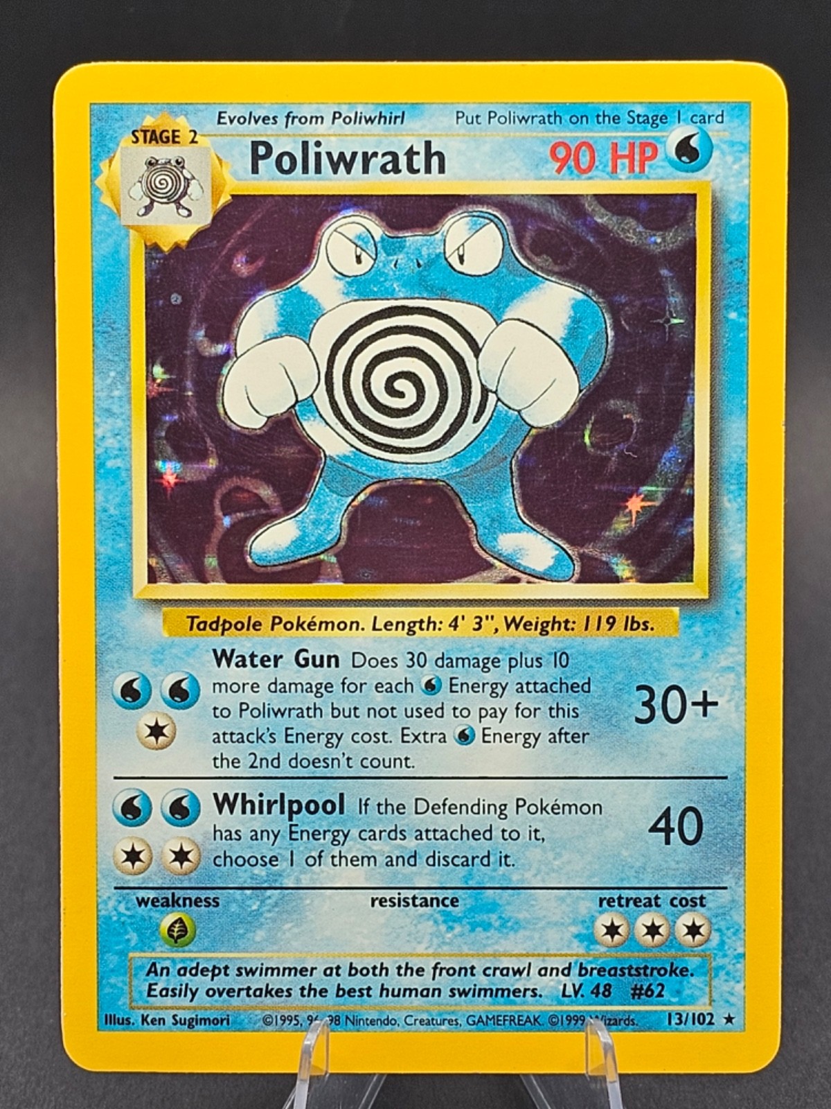 Pokémon TCG Vintage 1999 Poliwrath Holo-Rare Base Set 13/102 LP-MP