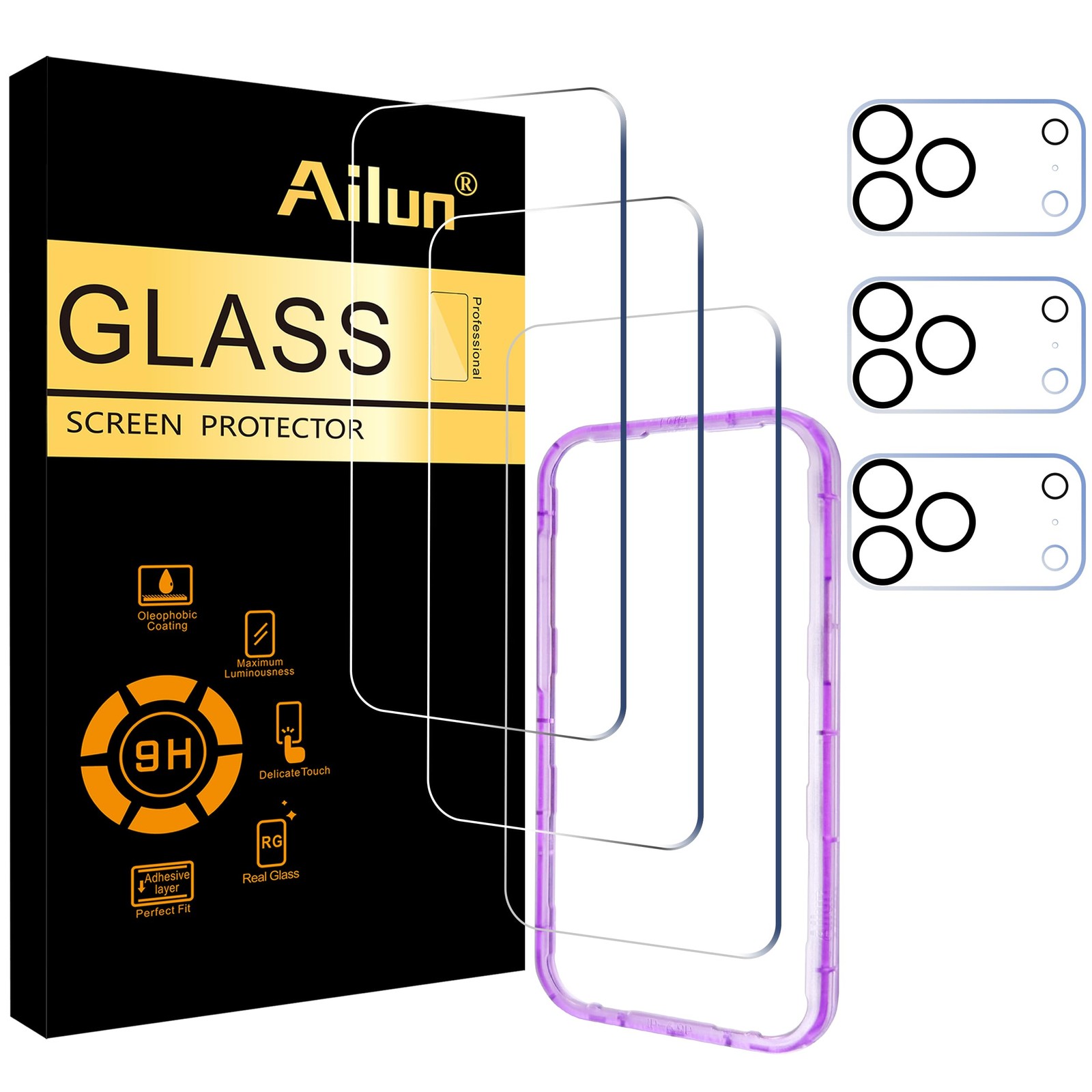 Ailun 3 Pack Screen Protector for iPhone 17 Pro Max [6.9 inch] + 3 Packs Camer..