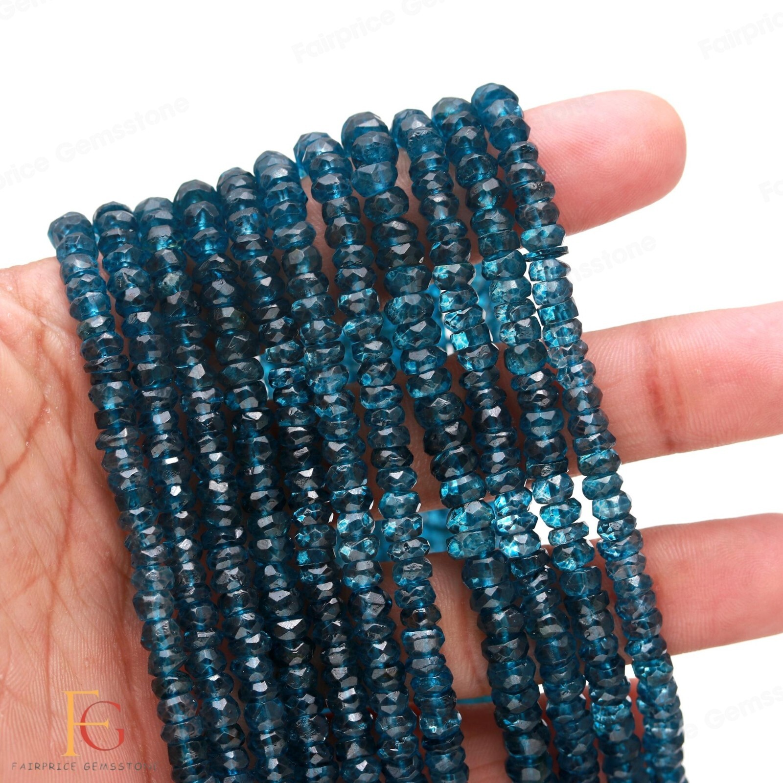 AAA+ Natural London Blue Topaz Faceted Rondelle Gemstone Beads 13
