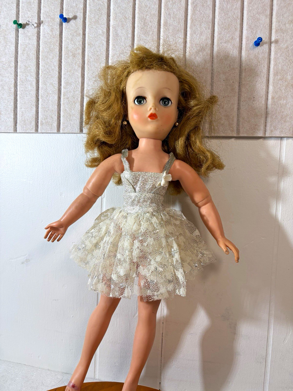 Vtg 1950s Ideal Miss Revlon Ballerina Fashion Doll Original Silver Tutu Dress 18
