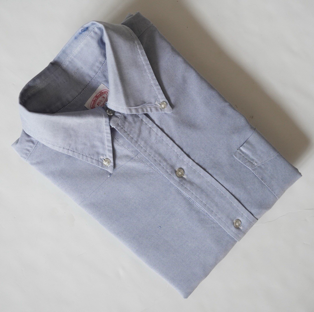 60s 6 Button Vintage Brooks Brothers Makers Blue Oxford Shirt 15.5 OCBD USA