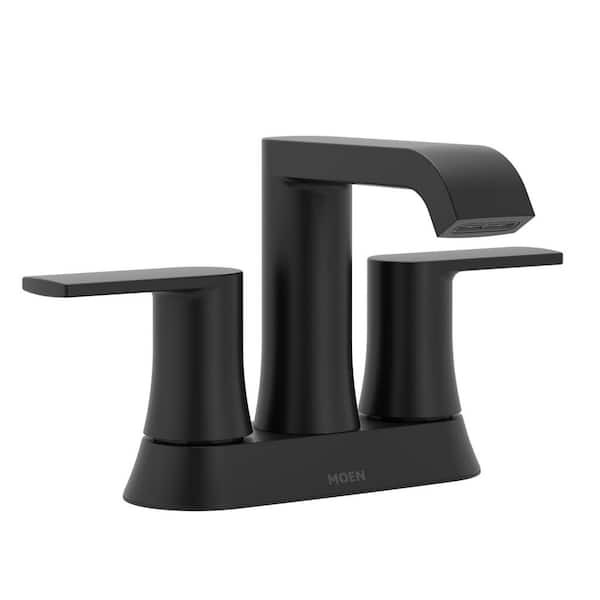 MOEN Genta 84764BL 4 in. Centerset Double-Handle Bathroom Faucet in Matte Black