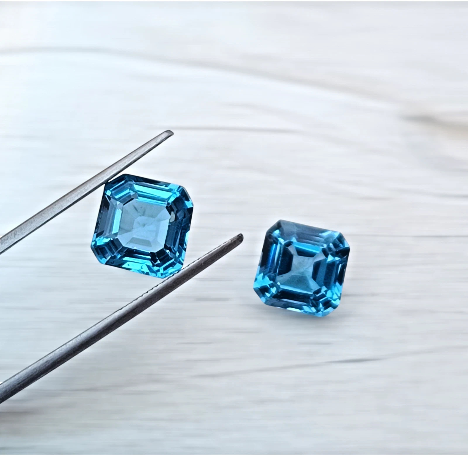 13 Ct Matching Pair Natural London Blue Topaz Octagon Cut FL Certified Gemstones 13 Ct Matching Pair Natural London Blue Topaz Octagon Cut FL Certified Gemstones
