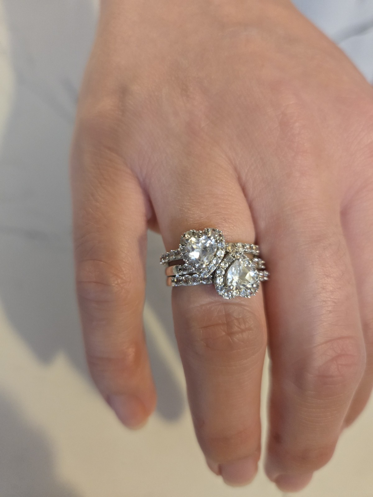 Zales Sapphire Ring 925 Promise/Wedding Set 3 