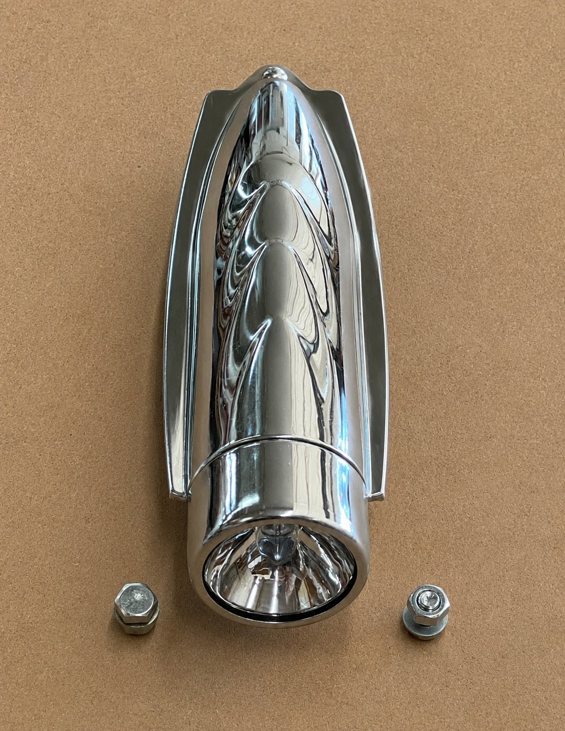 Vintage Schwinn Torpedo Fender Headlight Chrome Cruiser Tank Bicycle Delta Style