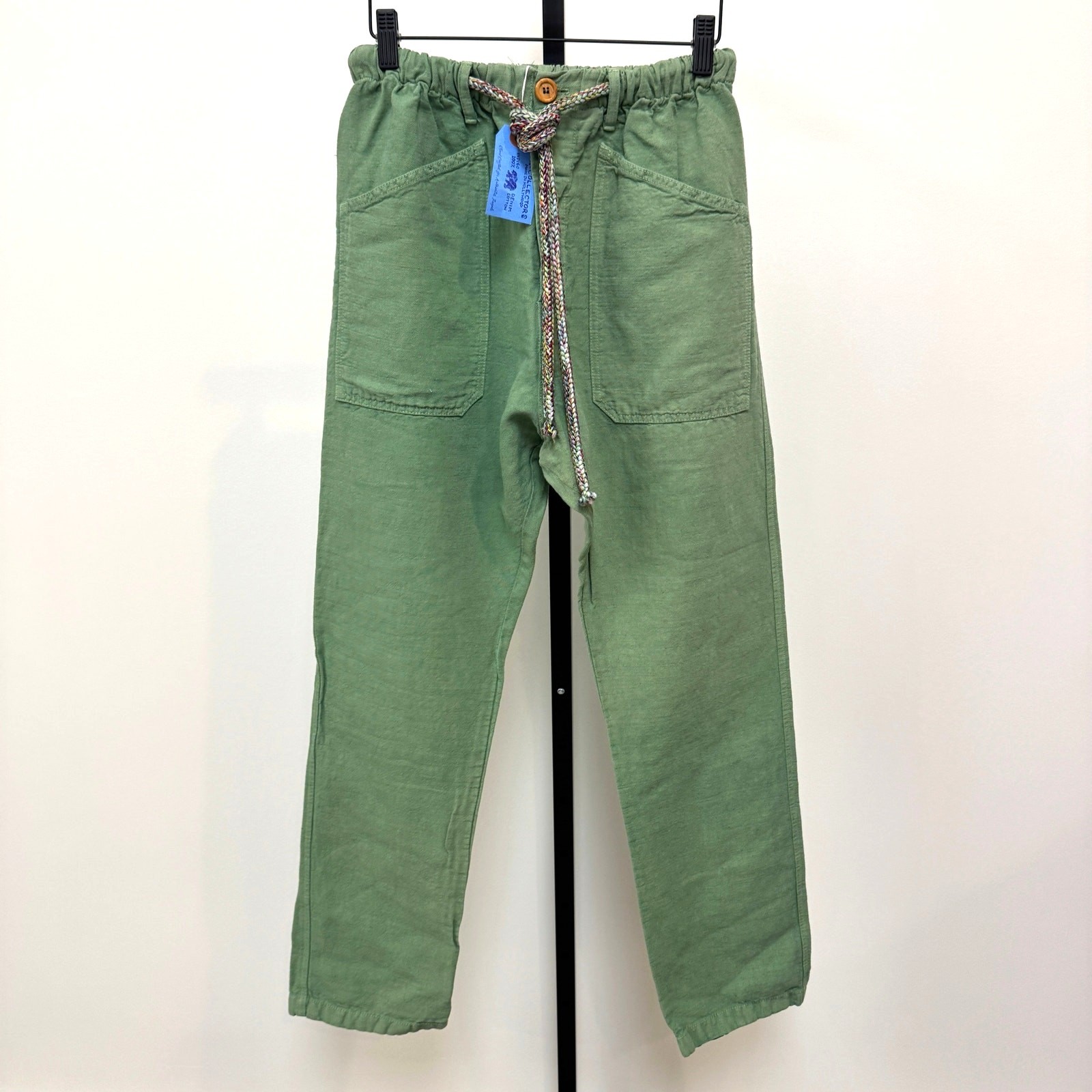 Dr. Collector\'s P38 Linen Cotton Basil Pants Medium NEW Green Relaxed Fit Rope