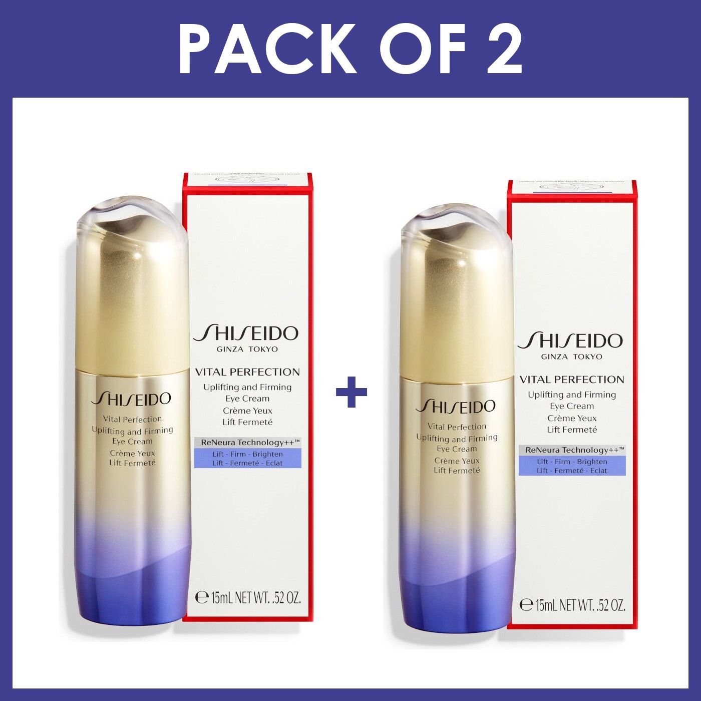 Pack of 2 - Shiseido Vital Perfection Uplifting & Firming Eye Cream 15ml - New