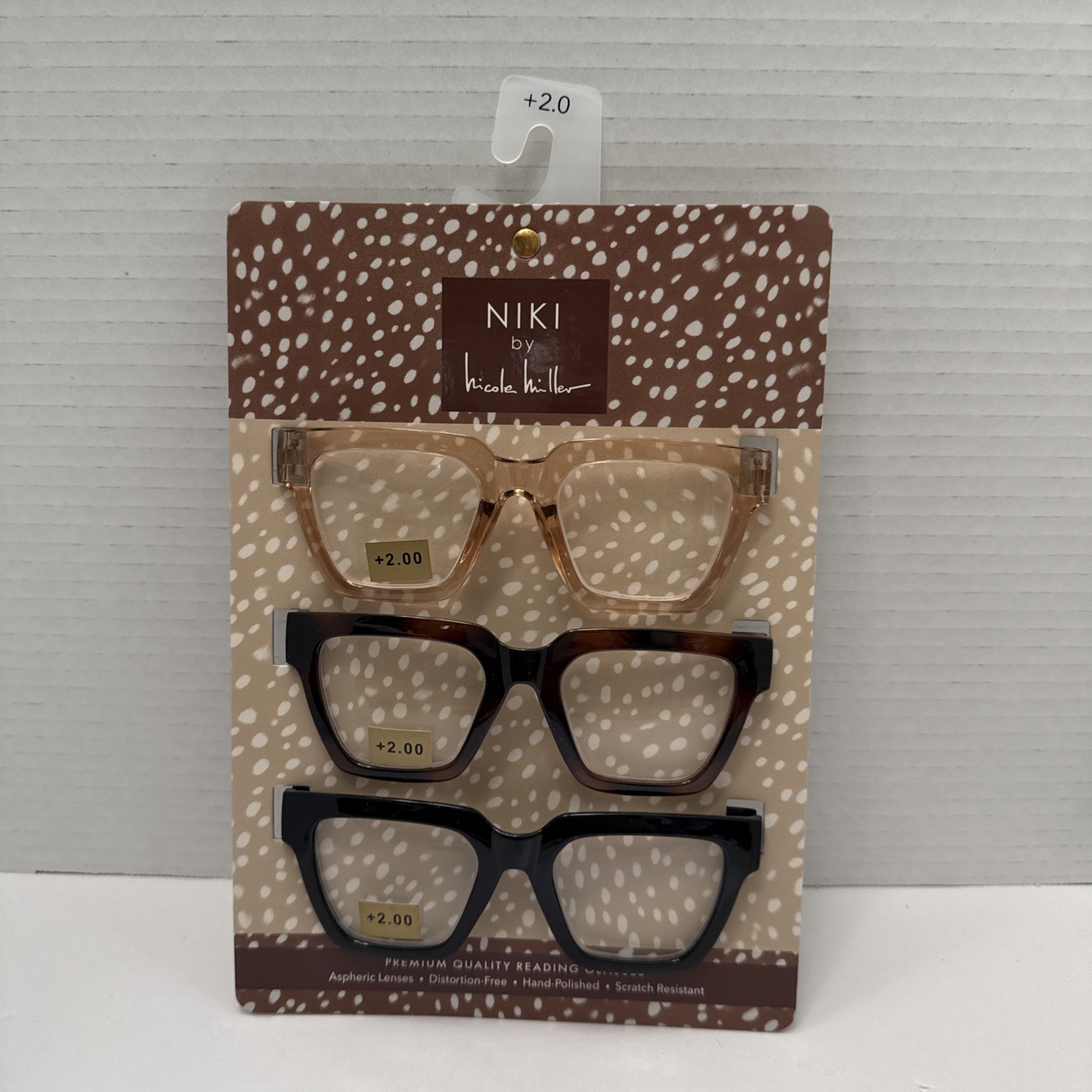 NIKI By NICOLE MILLER  3 Pack Reading Glasses +2.00 Readers NEW