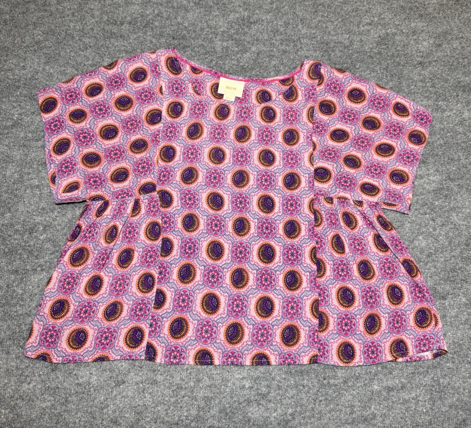 Maeve Anthropologie Blouse Top Purple Pink Women S Hippie Geometric Psychedelic