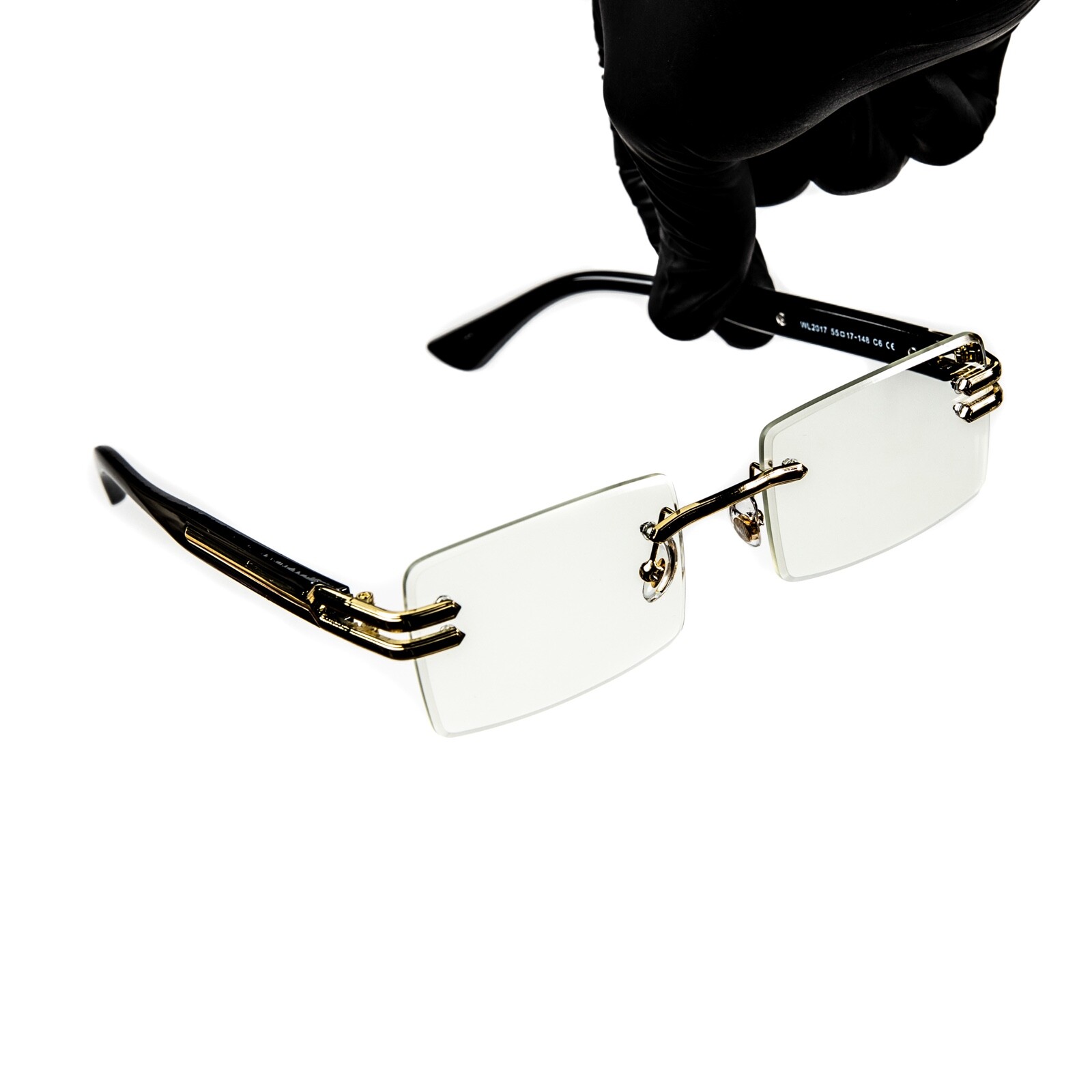 Retro Original Rectangular Style Designer Rimless Clear Lens Gold Frame Glasses