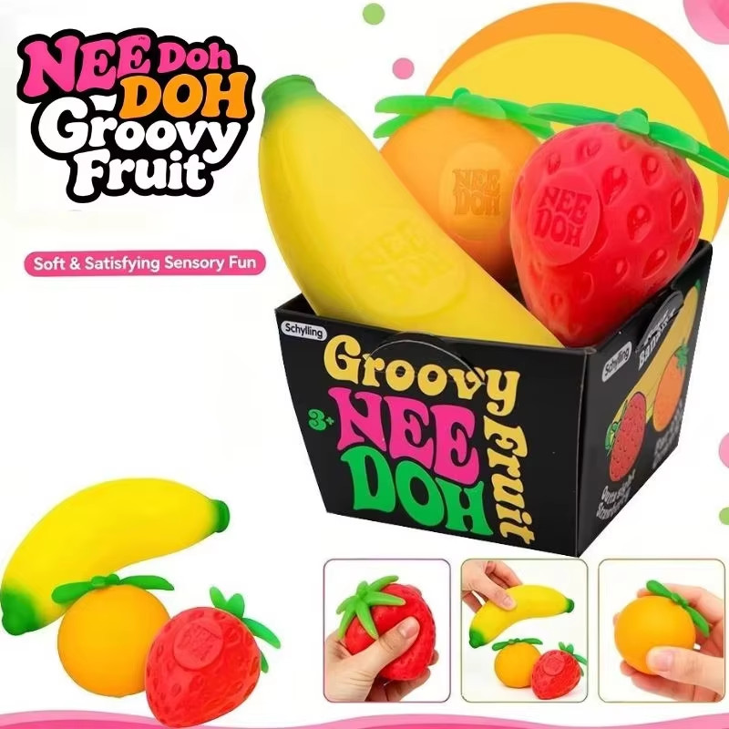 Schylling Nee Doh Groovy Fruit Tactile Squeeze Toy Schylling Nee Doh Groovy Fruit Tactile Squeeze Toy