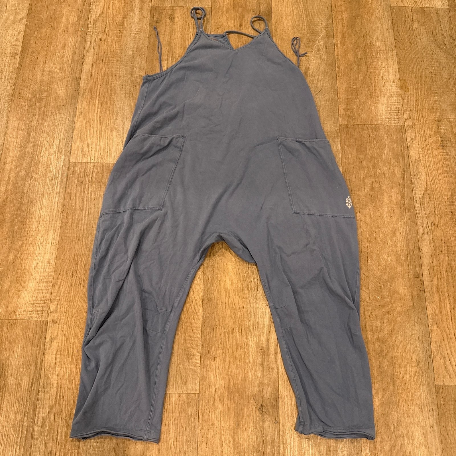 FP Movement Drop Crotch Jumpsuit Womens Large L Blue Sleeveless Hot Shot