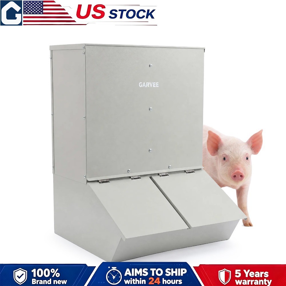 🔥Hog Feeder 3.7 Bushel Metal Double Door Pig Feeder Feeding up to 8 Hogs NEW