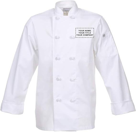 Chef Works Men's Bordeaux Chef Coat Long Sleeve Double Breasted Custom Embroider Chef Works Men's Bordeaux Chef Coat Long Sleeve Double Breasted Custom Embroider