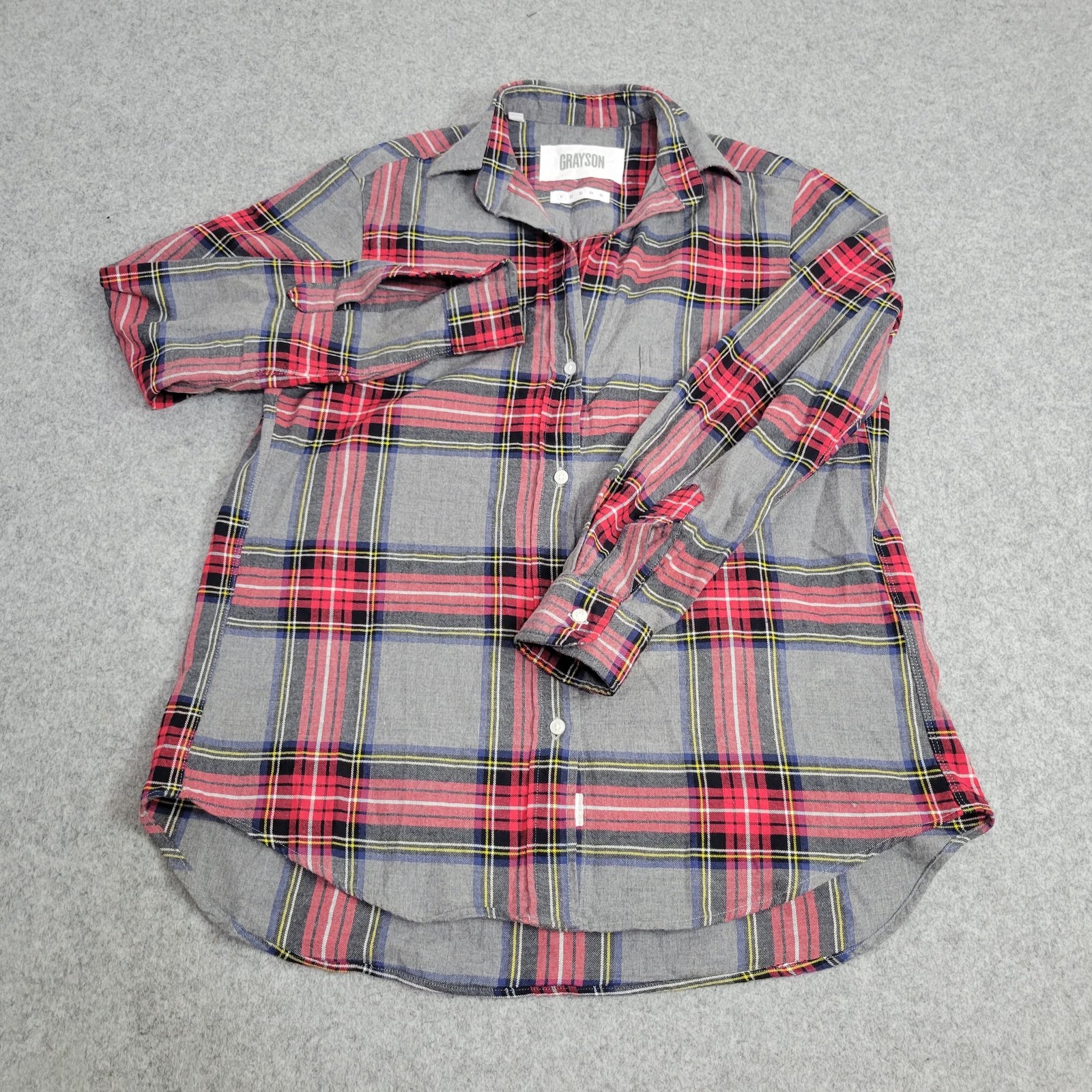 Grayson Frank Eileen The Hero Shirt 01 XS Red Gray Plaid Button Down Long Sleeve