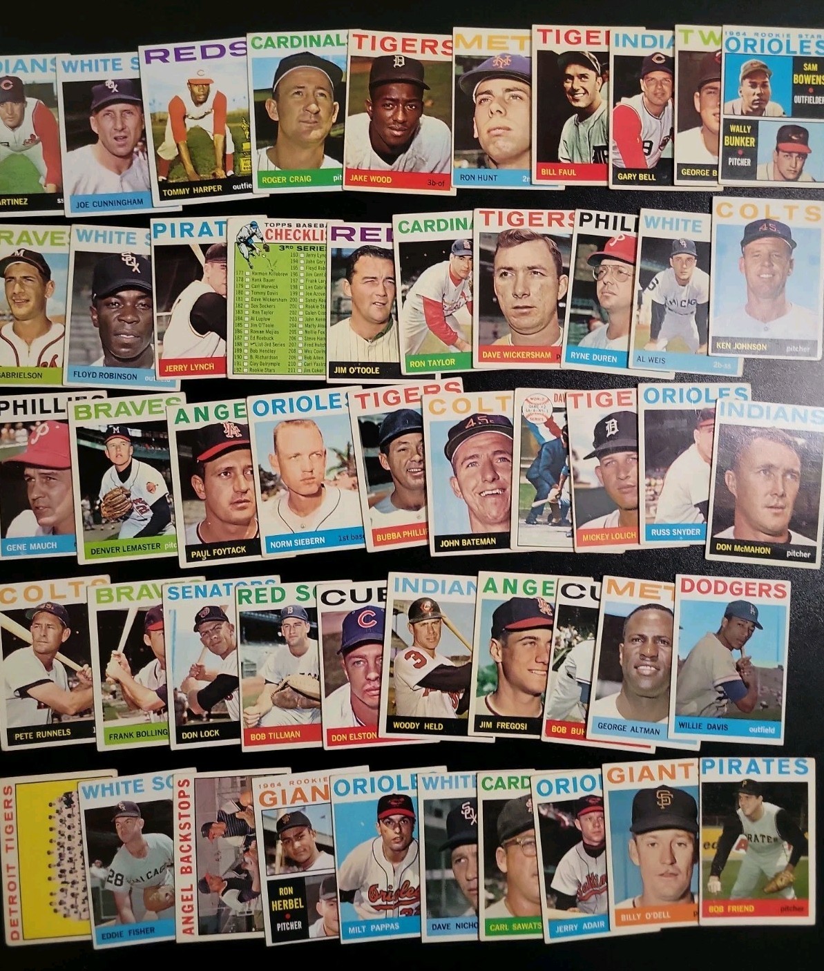 1964 Topps Baseball Lot - 50 Different Cards - Bob Friend and Tony Martinez