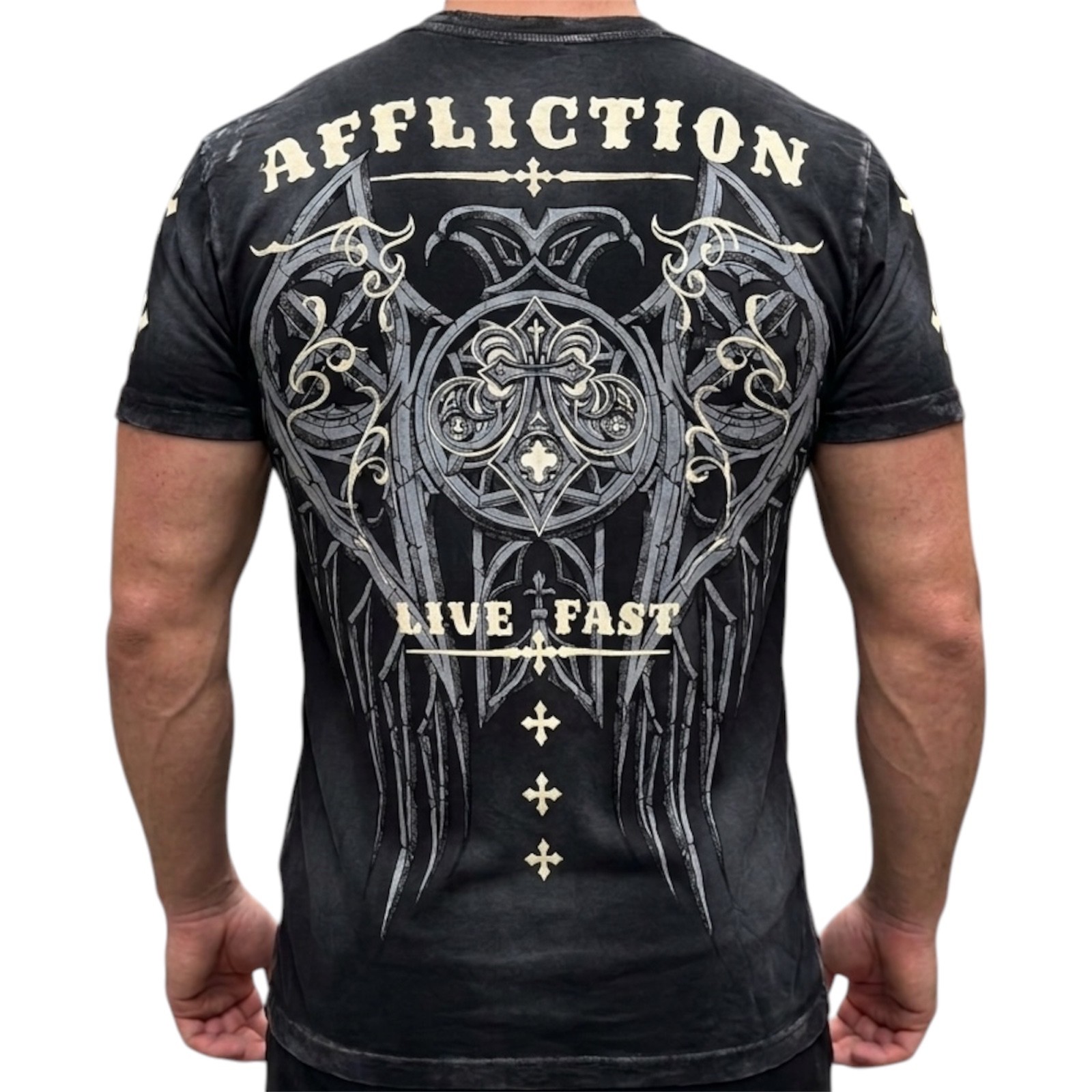 AFFLICTION Black ROYALE Short Sleeve Slim Fit Y2K T-shirt MMA Elite NWT AFFLICTION Black ROYALE Short Sleeve Slim Fit Y2K T-shirt MMA Elite NWT