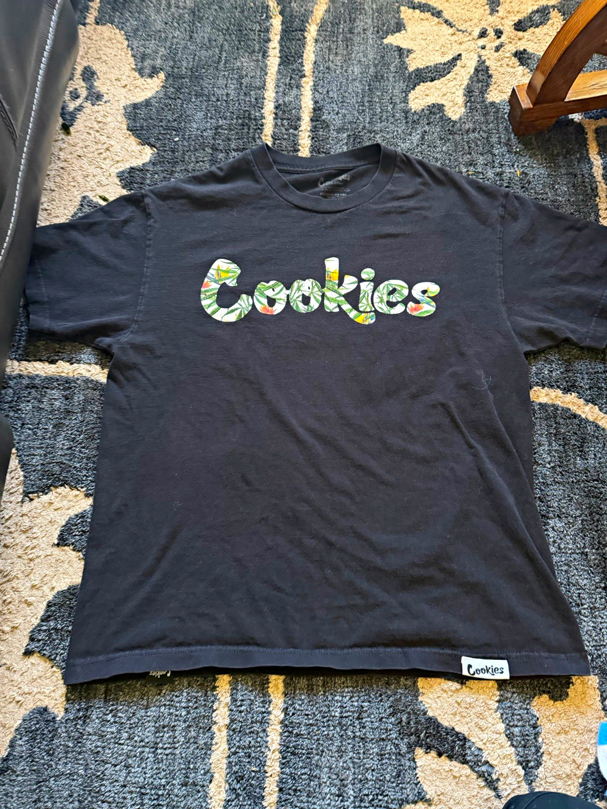 Cookies SF Black Logo Graphic Print Cotton Crewneck Tee Regular Fit L Tagless