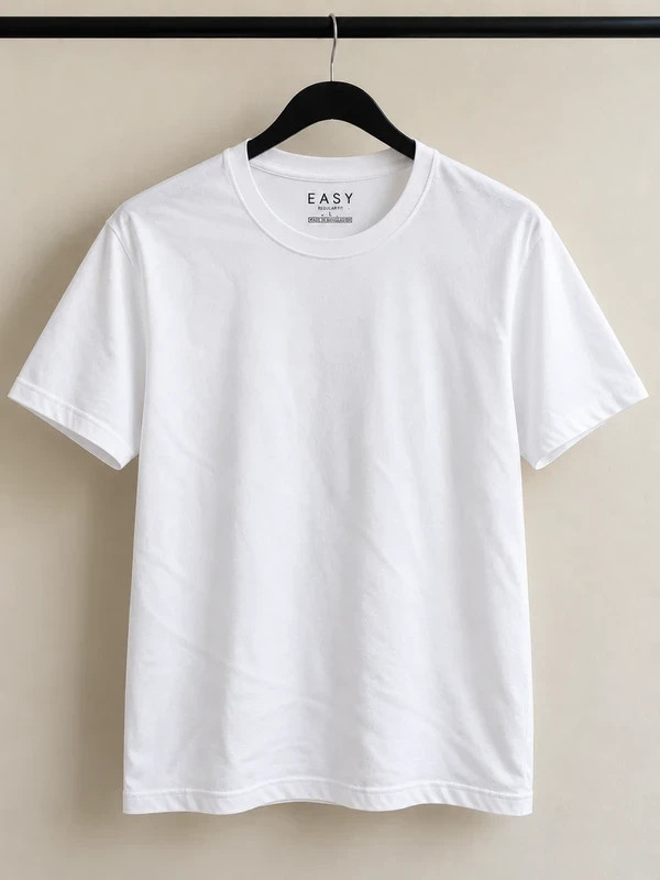 EASY White 100% Cotton T-Shirt – Size L