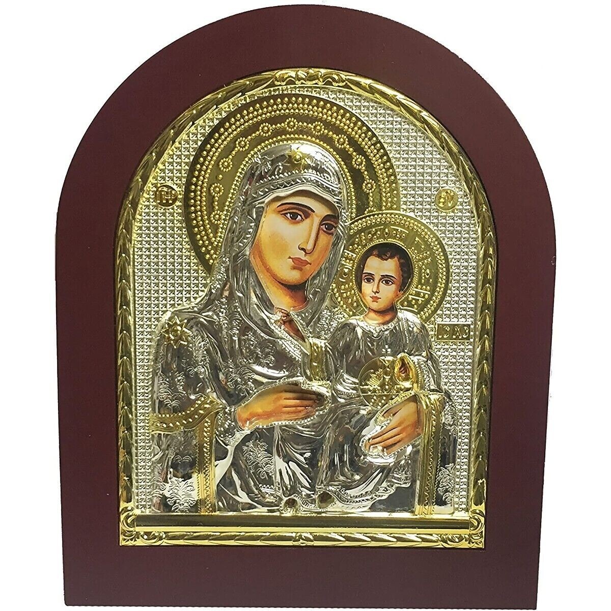 Maria Byzantine Icon Sterling Silver 925 Treated in Metal 24x19