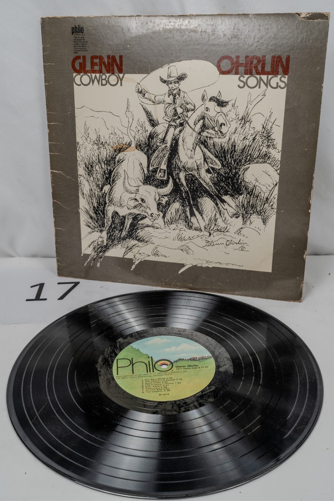 Glenn Ohrlin Cowboy Songs 1974 Philo 1017 Vinyl LP Western Folk Rare VG+