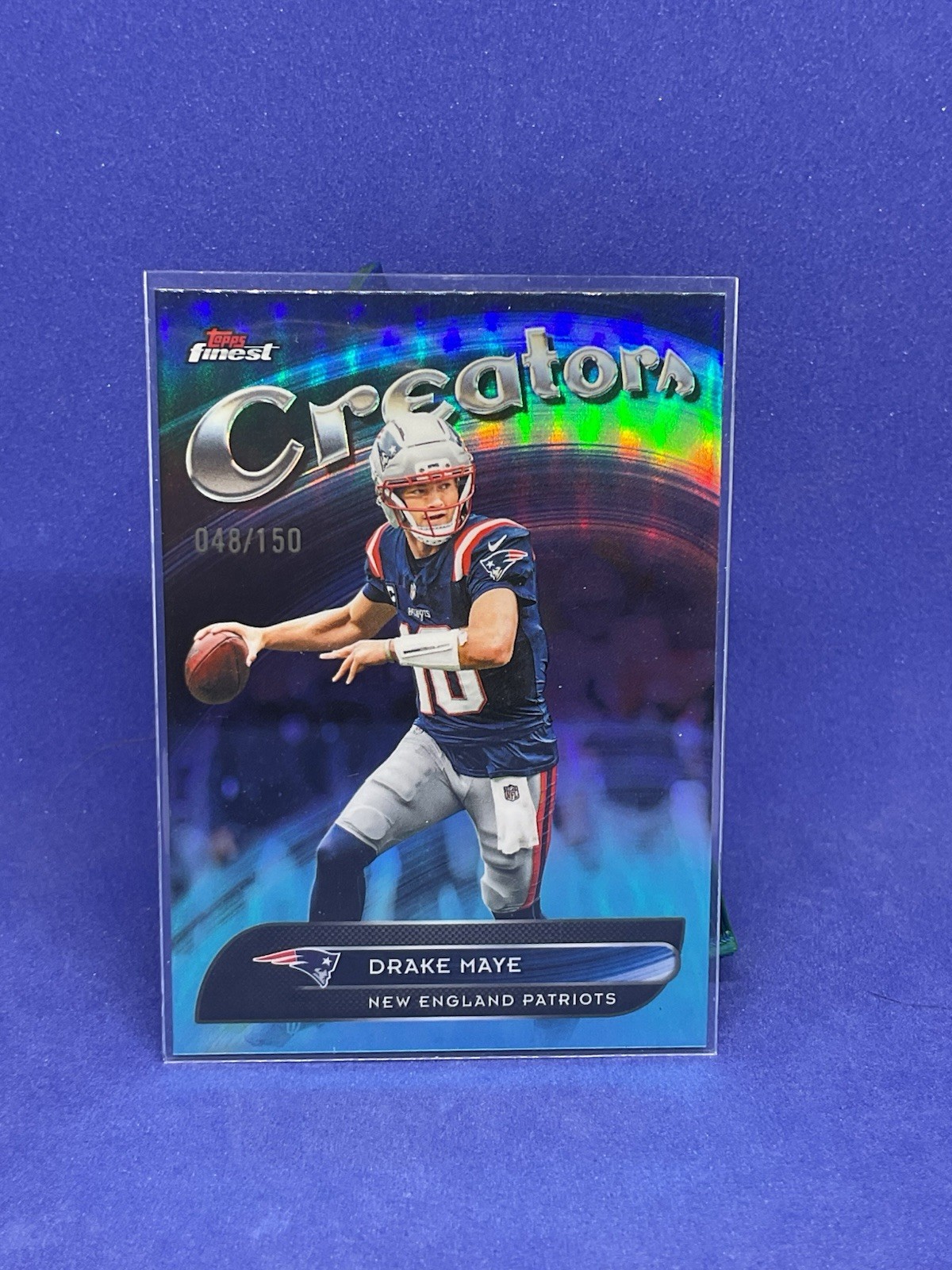 2025 Topps Finest - Creators Drake Maye #CR-21 Sky Blue Refractor /150