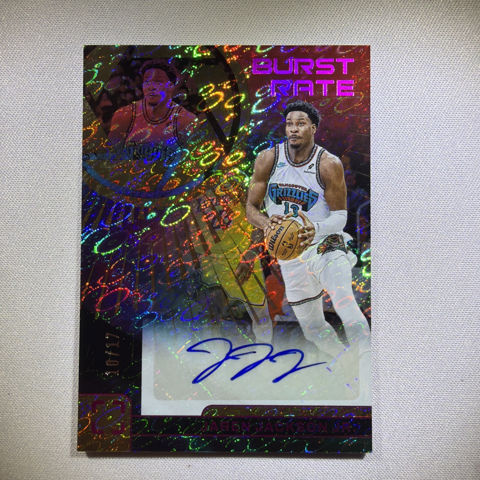 2024-25 Panini Photogenic Jaren Jackson Jr Burst Rate FOTL Auto /17 #BRS-JJJ