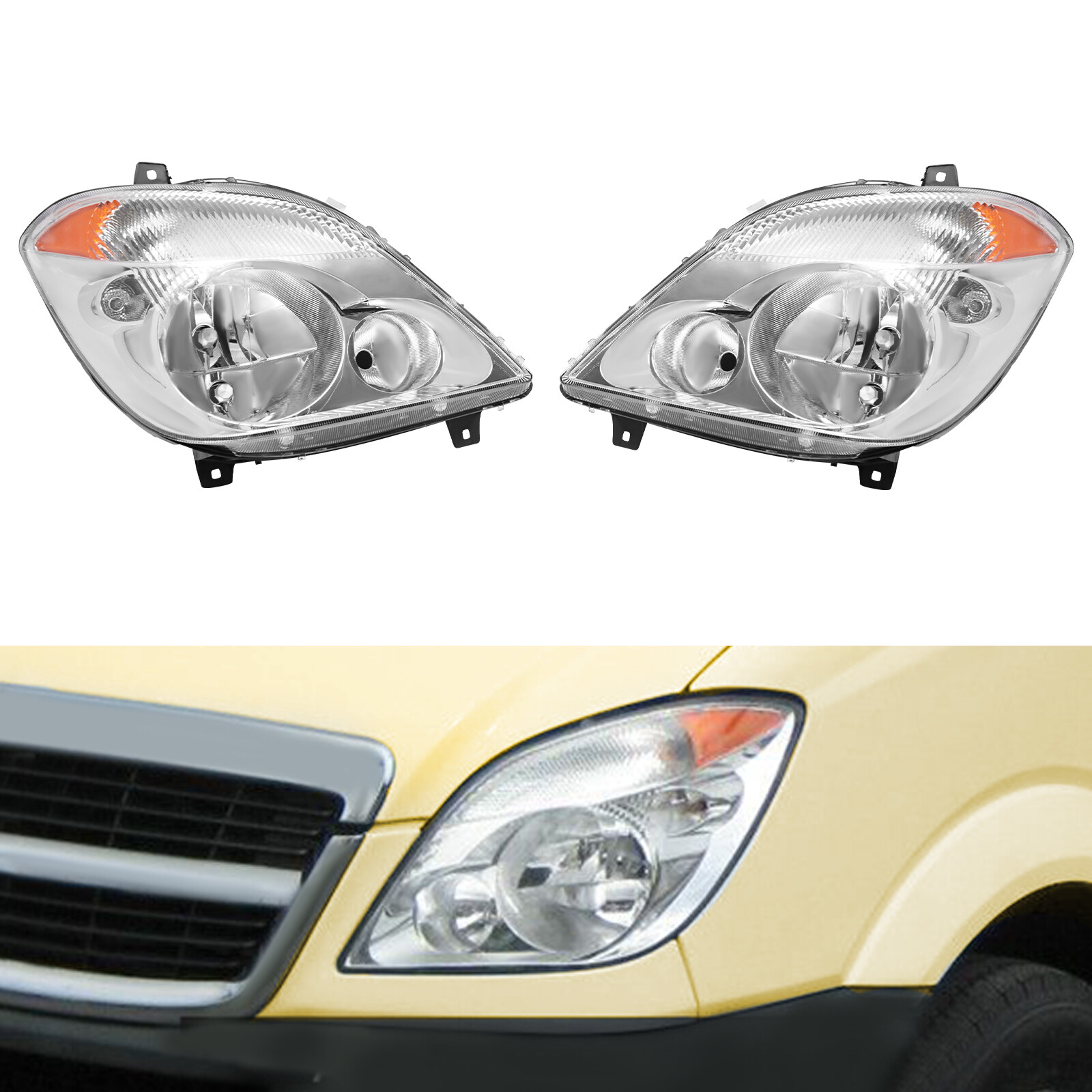 1 Pair Headlight For 2007-2013 Dodge/Mercedes/Freightliner Sprinter 2500 3500