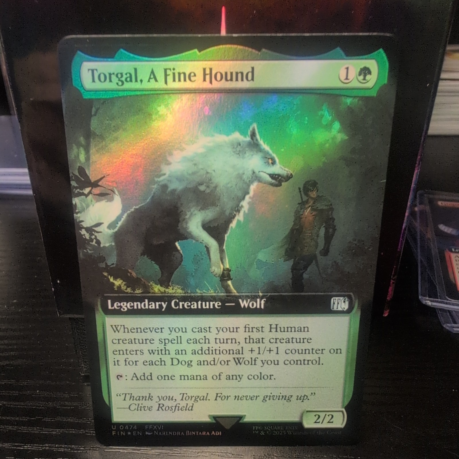MTG Foil Extended Art Torgal, A Fine Hound EX/LP+ Final Fantasy