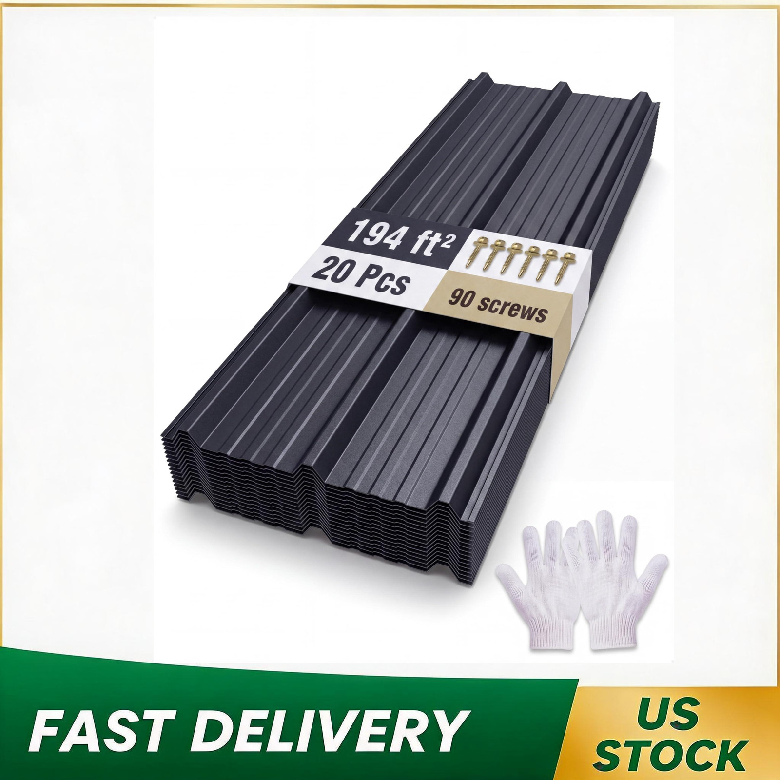 59.1x19.8 in Metal Roofing Panels 20 Pcs Ribbed 163 Sq Ft Steel Roof Sheets