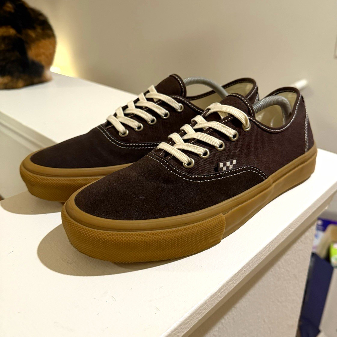 VANS Men’s Low Top Lace Up Sneakers Brown/Gum Skateboarding Rubber Outsole