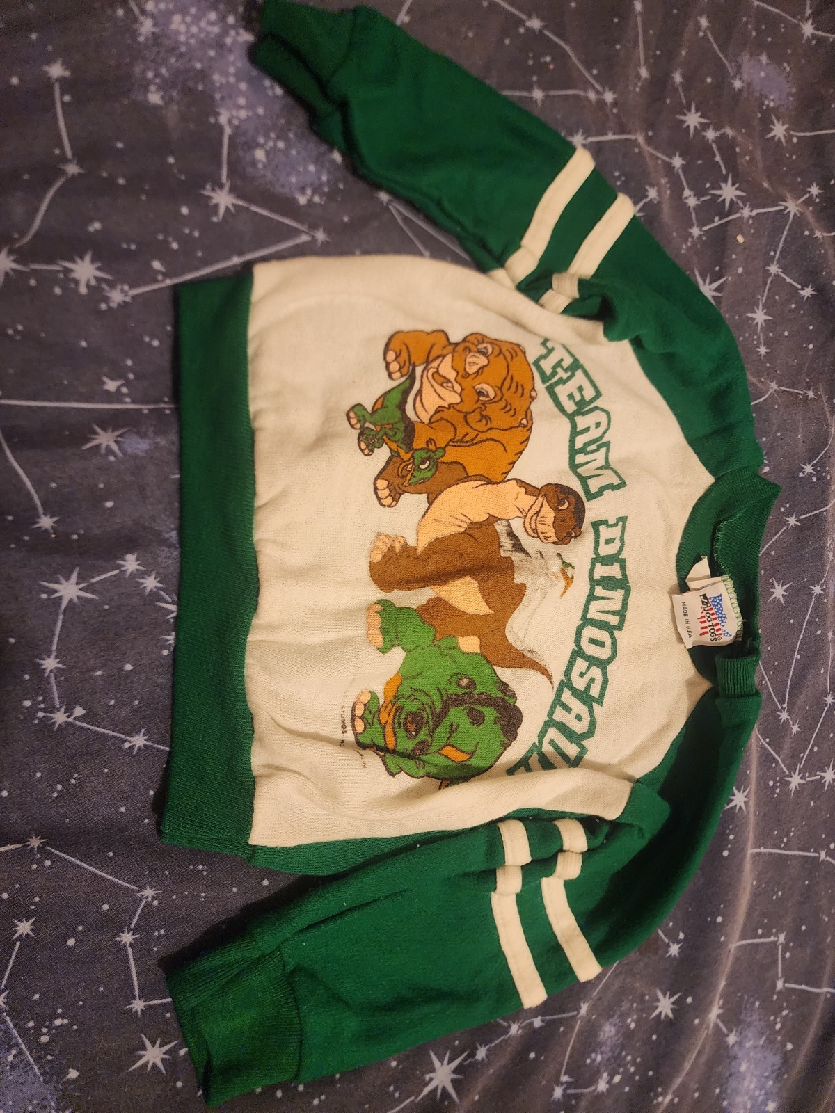 VTG HTF The Land Before Time 12M Kids Green and White Long Sleeve Shirt