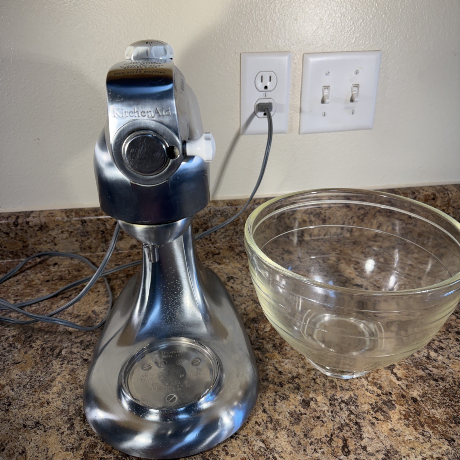 Vintage KitchenAid Hobart Model 4-C Mixer in Satin Chrome Mid Century 1950s 