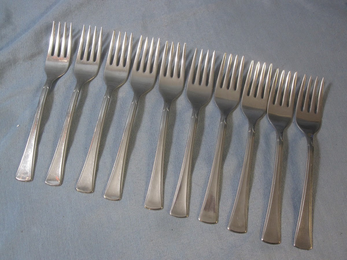 Lot of 10 Silco Stainless Steel 6.25 Inch Salad Forks - Made in USA