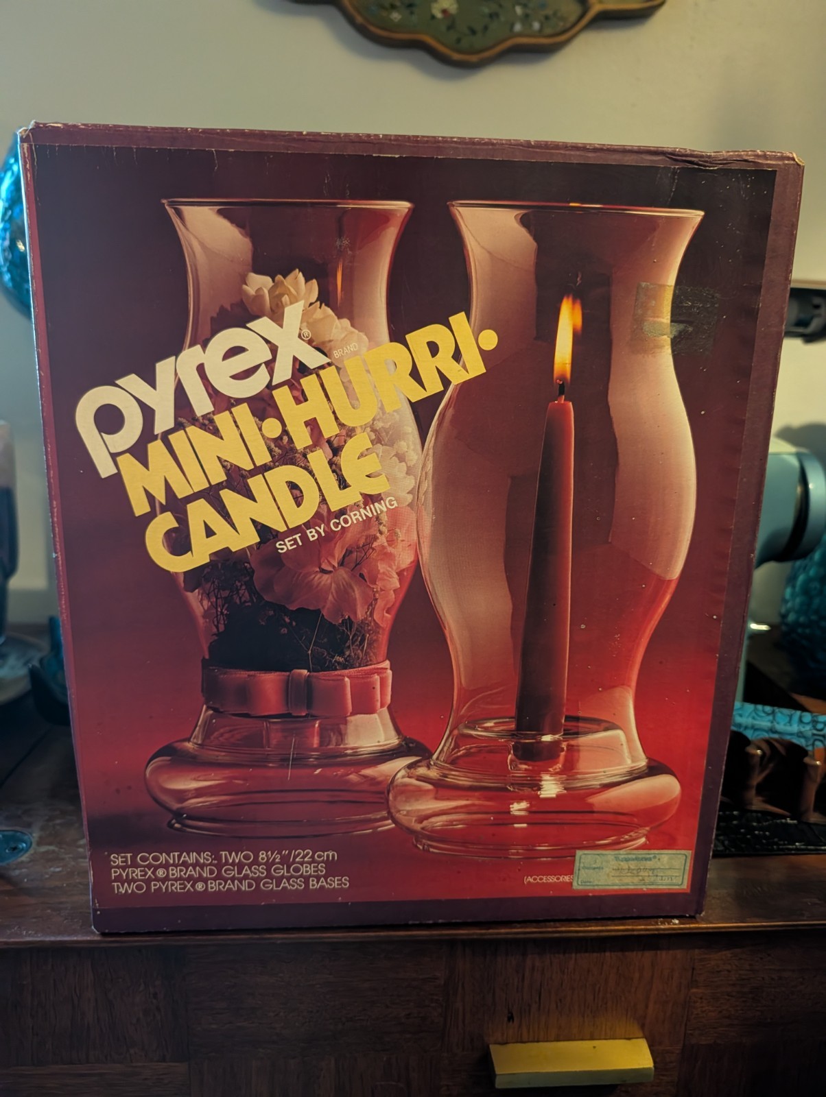Vintage Pair Of Pyrex Mini Hurri-Candles Set NOS Original Box