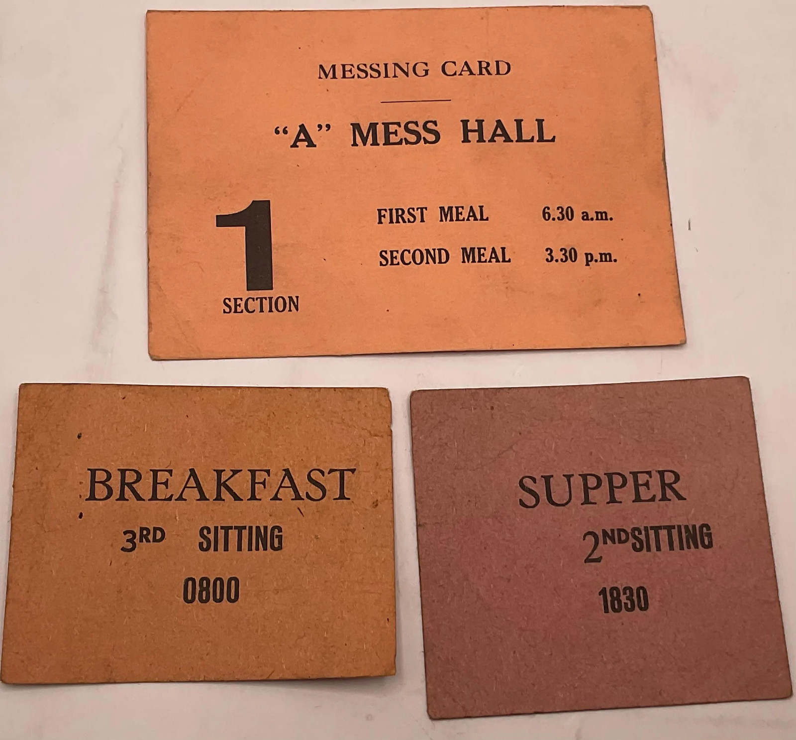 Vintage Military Mess Hall Card Meal Tickets Lot Messing Pass Ephemera, WWII