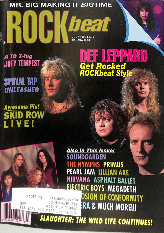 Rockbeat Magazine July 1992 Def Leppard Mr. Big