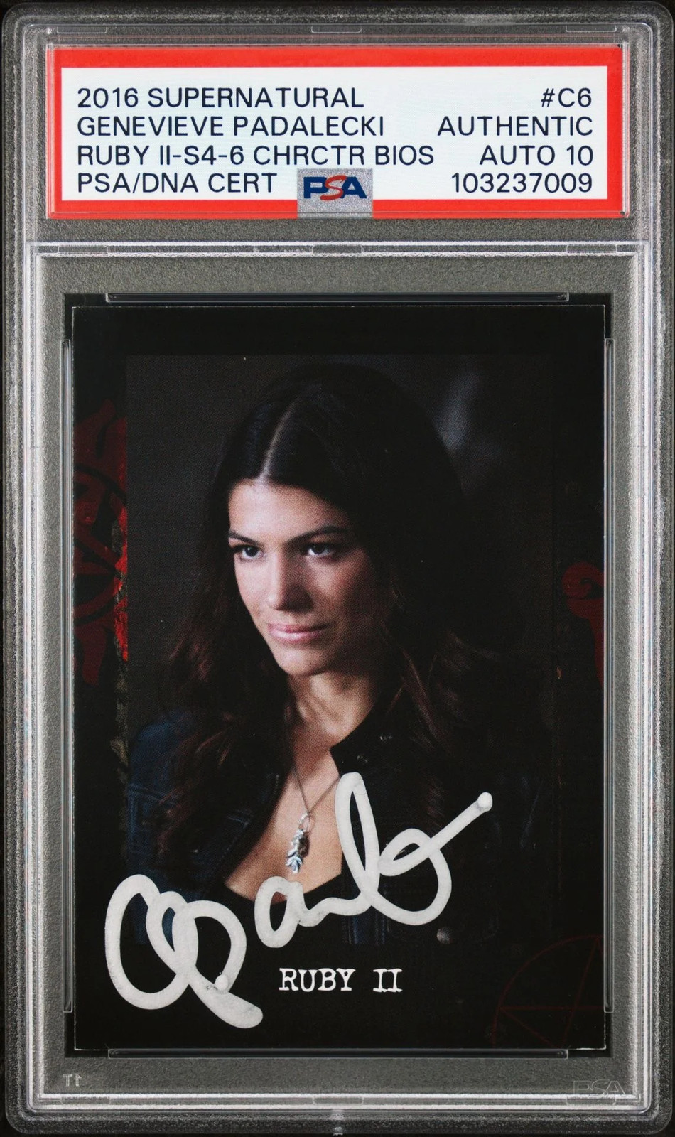 2016 Cryptozoic Supernatural #C6 Genevieve Padalecki Signed Auto PSA/DNA 10 Gem