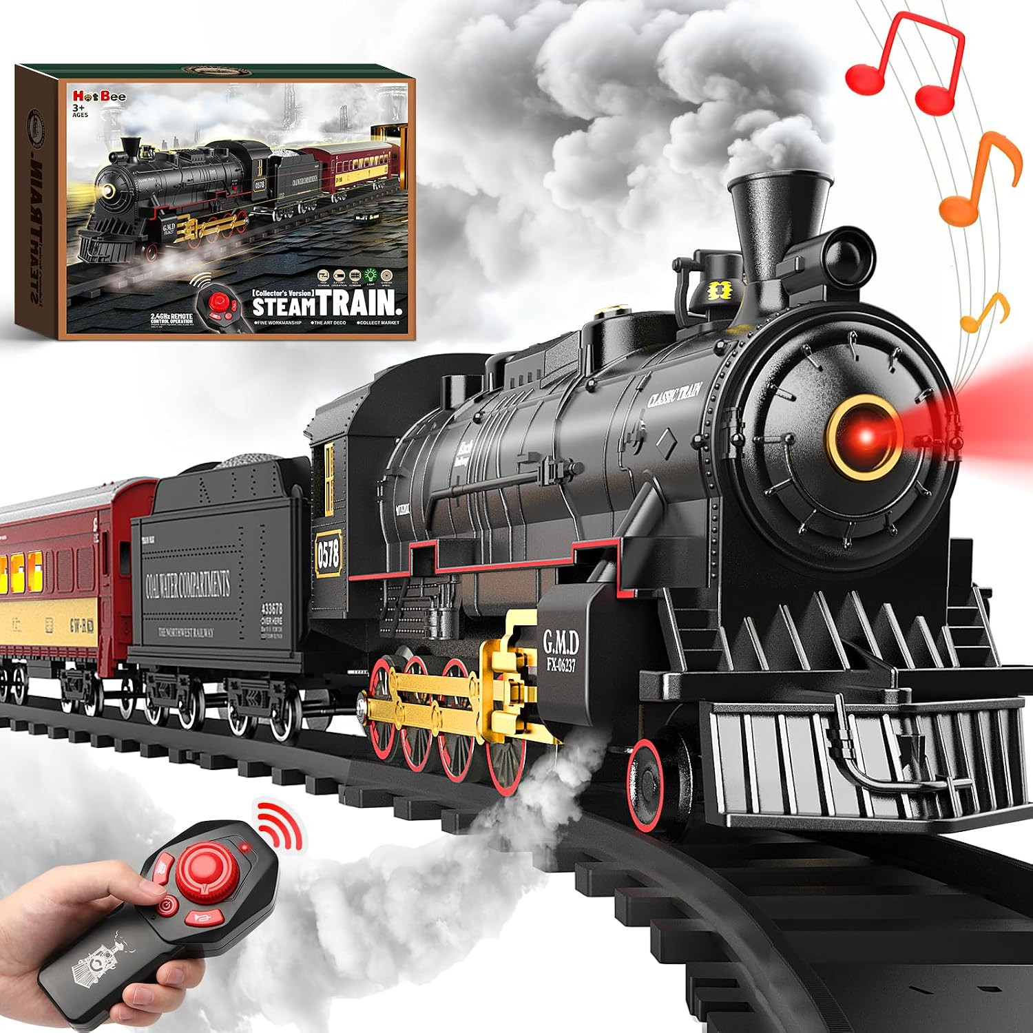 RC Train Set for Kids, Steam Locomotive, Light-Up Cars and Tracks RC Train Set for Kids, Steam Locomotive, Light-Up Cars and Tracks
